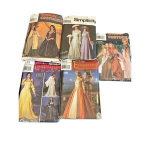 Simplicity Lot Of 5 Medieval Renaissance Dress Costume Sewing Patterns